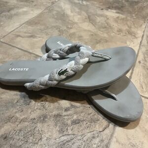 Lacoste Women's Sandals Braided Soft Strap Flip Flops Size 7